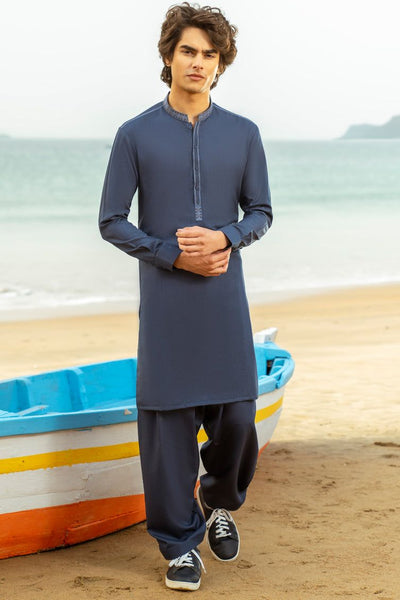 Blended Blue Shalwar Kameez - J. Junaid Jamshed