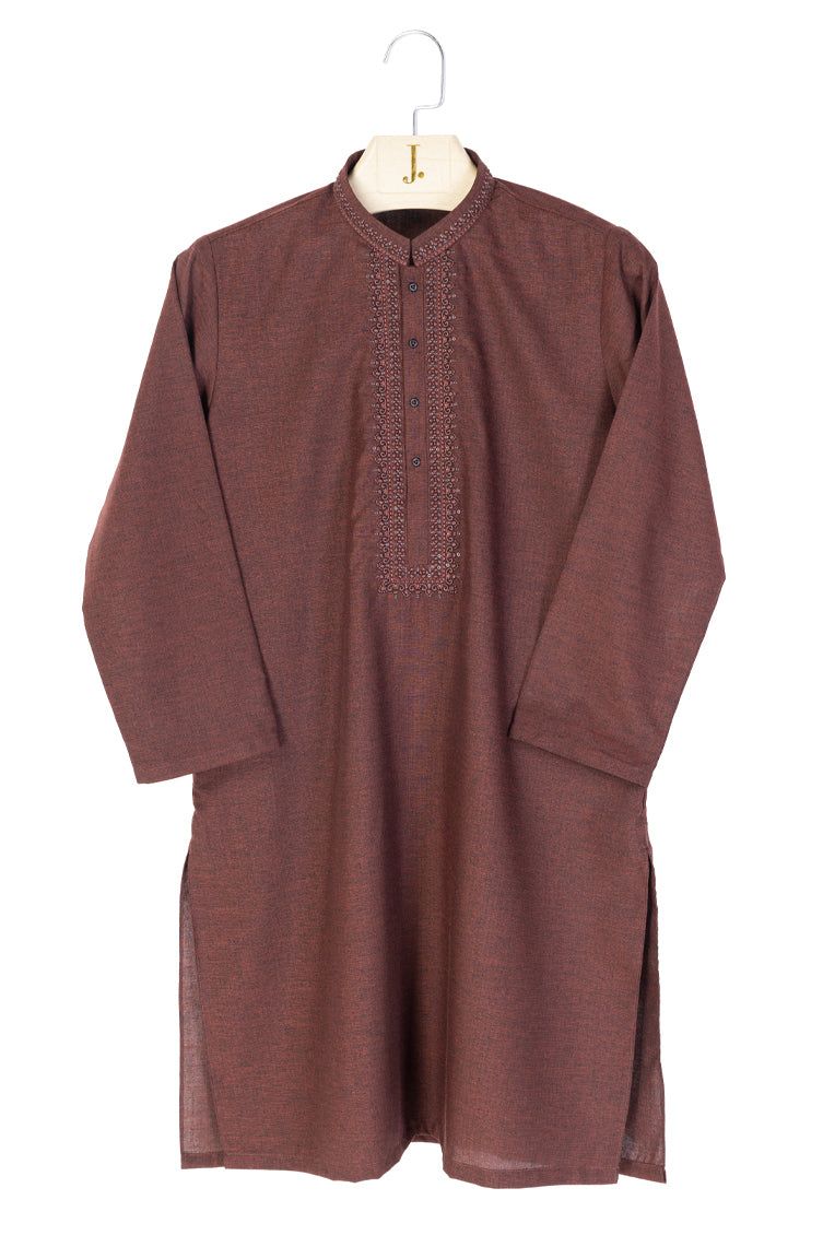 Blended Red Kurta - J. Junaid Jamshed