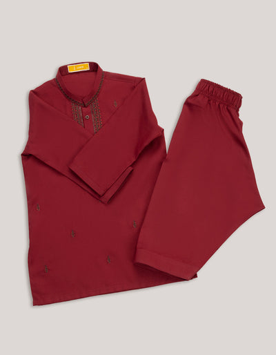 Blended Maroon Shalwar Kameez - J. Junaid Jamshed