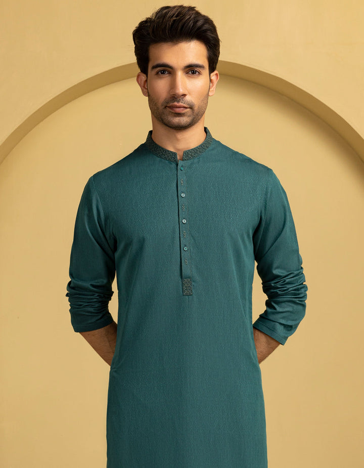 Blended Green Kurta - J. Junaid Jamshed
