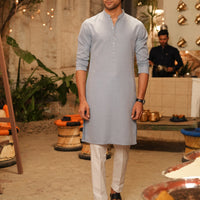 Blended Grey Kurta - J. Junaid Jamshed