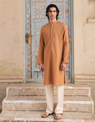 Cotton Golden Kurta - J. Junaid Jamshed