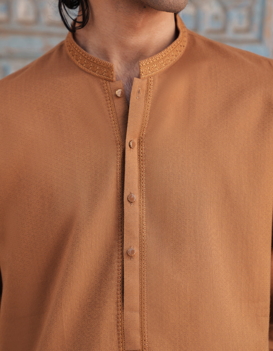 Cotton Golden Kurta - J. Junaid Jamshed