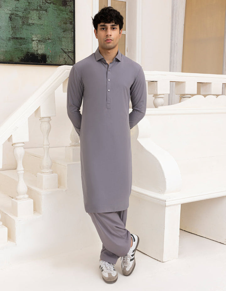 Blended Grey Shalwar Kameez - J. Junaid Jamshed
