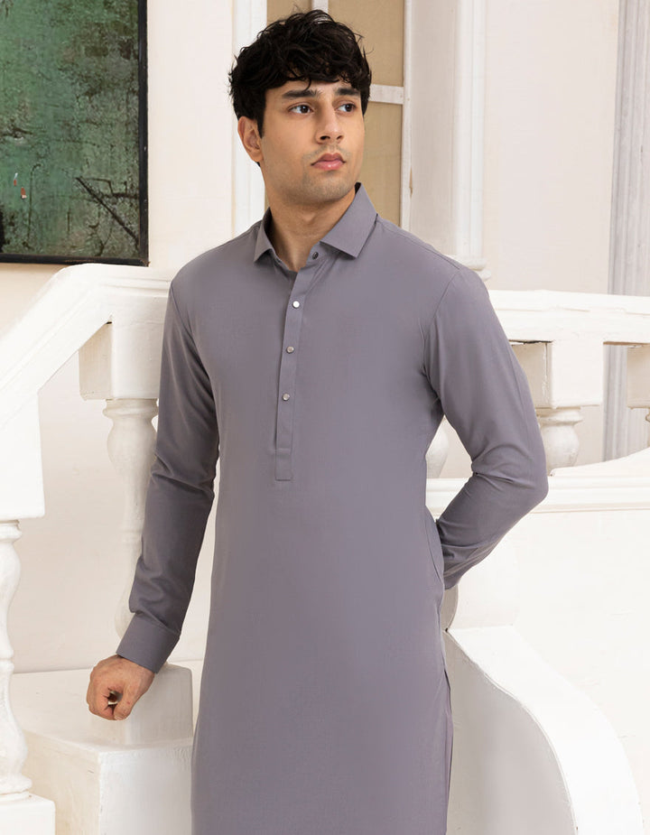 Blended Grey Shalwar Kameez - J. Junaid Jamshed