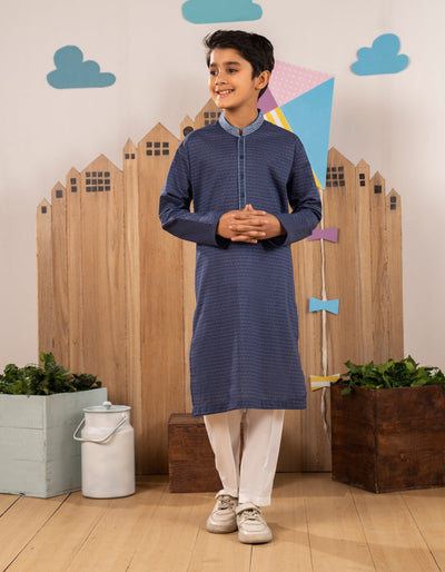 Cotton Blue Kurta- J. Junaid Jamshed