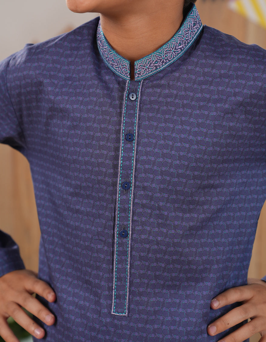 Cotton Blue Kurta- J. Junaid Jamshed