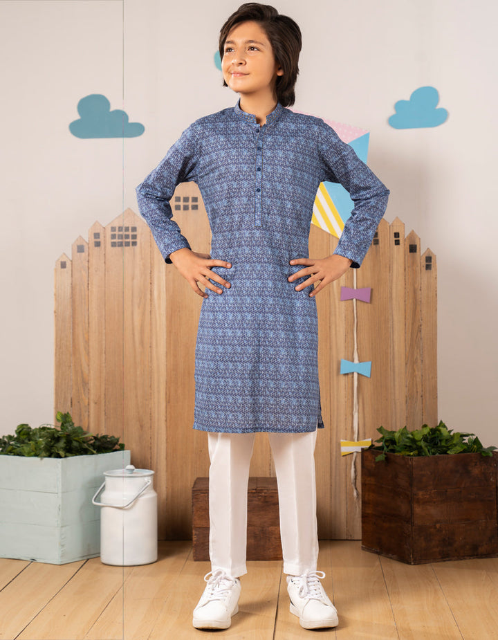 Cotton Blue Kurta- J. Junaid Jamshed