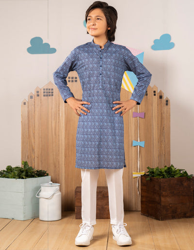 Cotton Blue Kurta- J. Junaid Jamshed