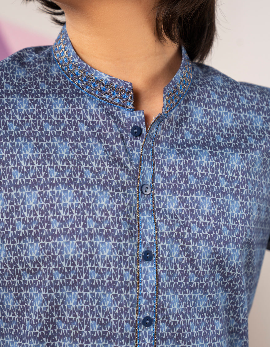 Cotton Blue Kurta- J. Junaid Jamshed