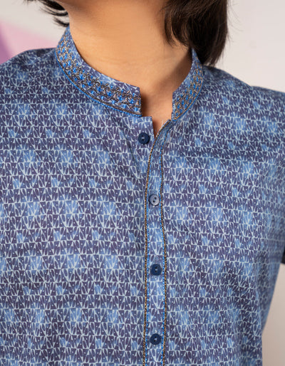 Cotton Blue Kurta- J. Junaid Jamshed