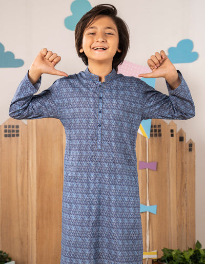 Cotton Blue Kurta- J. Junaid Jamshed
