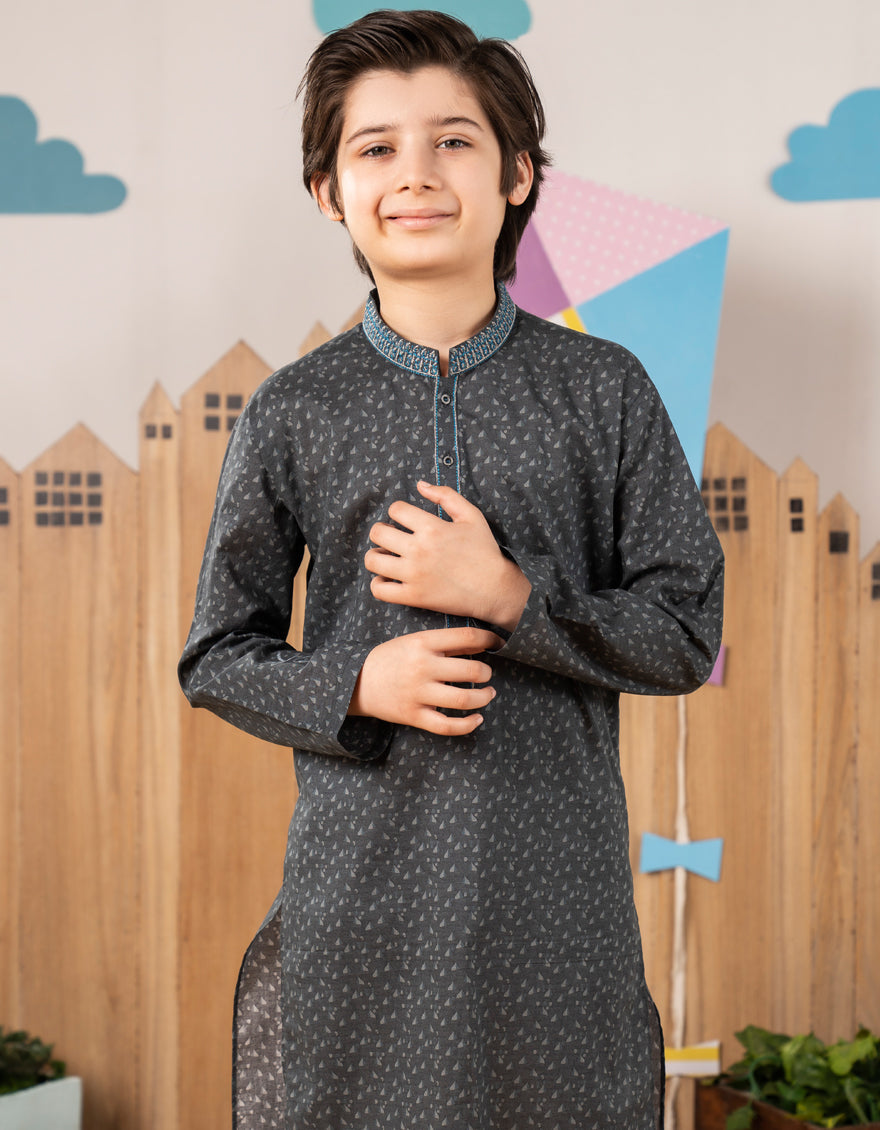 Cotton Grey Kurta - J. Junaid Jamshed