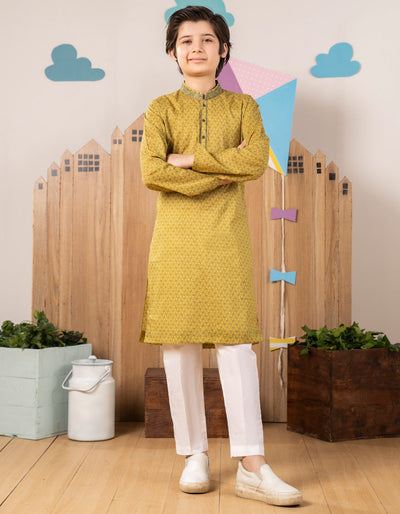 Cotton Yellow Kurta- J. Junaid Jamshed