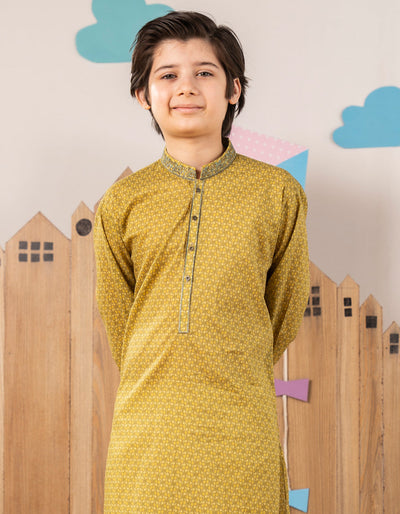 Cotton Yellow Kurta- J. Junaid Jamshed