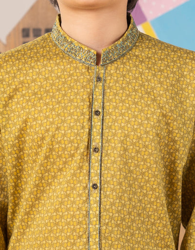 Cotton Yellow Kurta- J. Junaid Jamshed