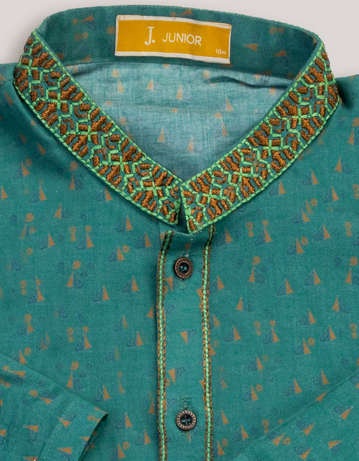 Cotton Green Shalwar Kameez - J. Junaid Jamshed