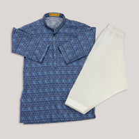 Cotton Blue Shalwar Kameez - J. Junaid Jamshed