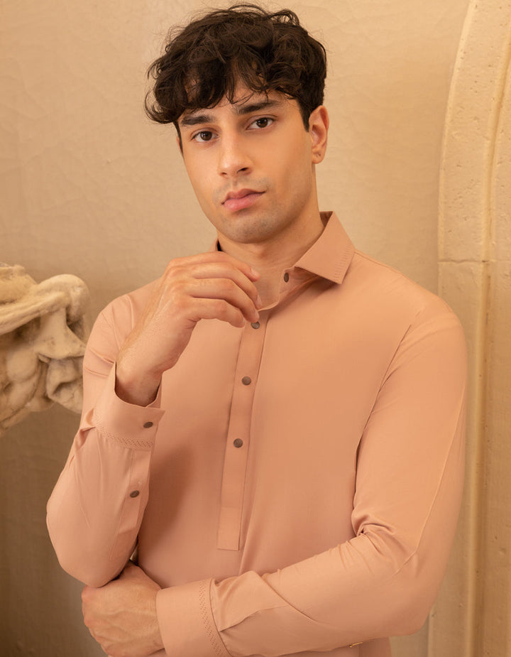 Blended Peach Shalwar Kameez - J. Junaid Jamshed