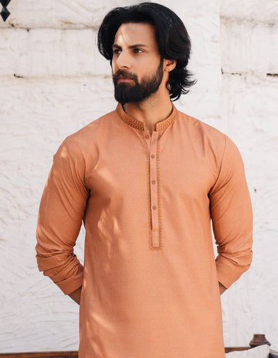 Blended Orange Kurta - J. Junaid Jamshed