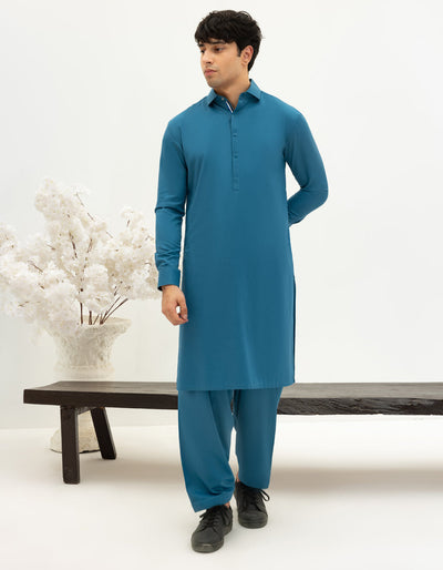 Blended Blue Shalwar Kameez- J. Junaid Jamshed