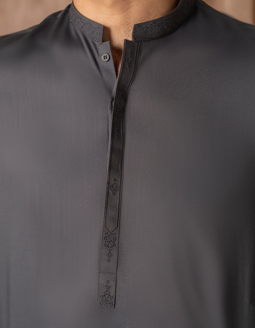 Blended Grey Shalwar Kameez - J. Junaid Jamshed