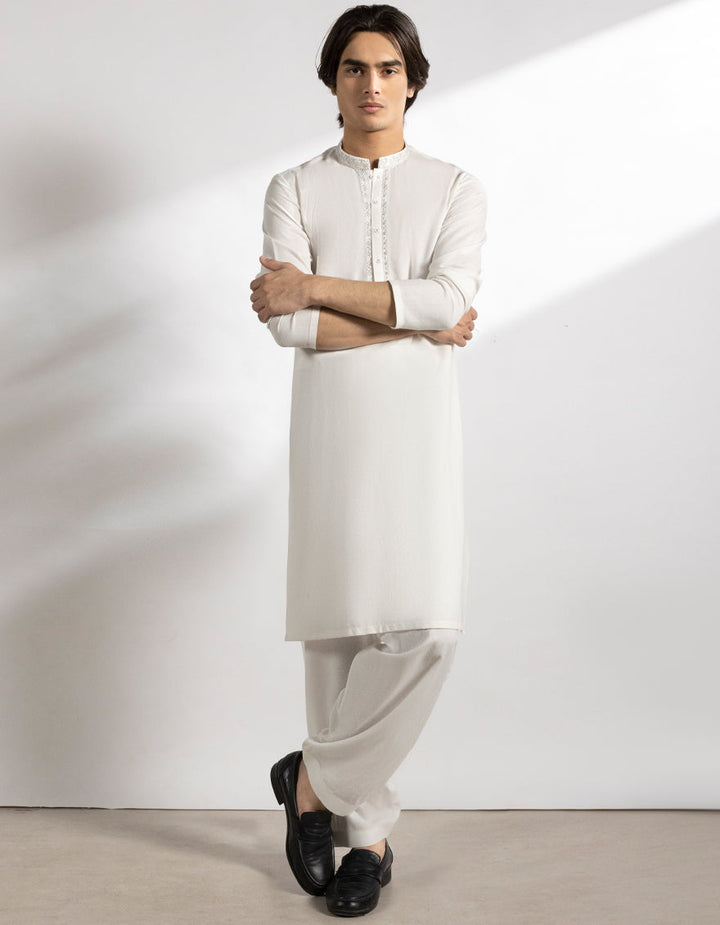 Blended Off White Shalwar Kameez - J. Junaid Jamshed