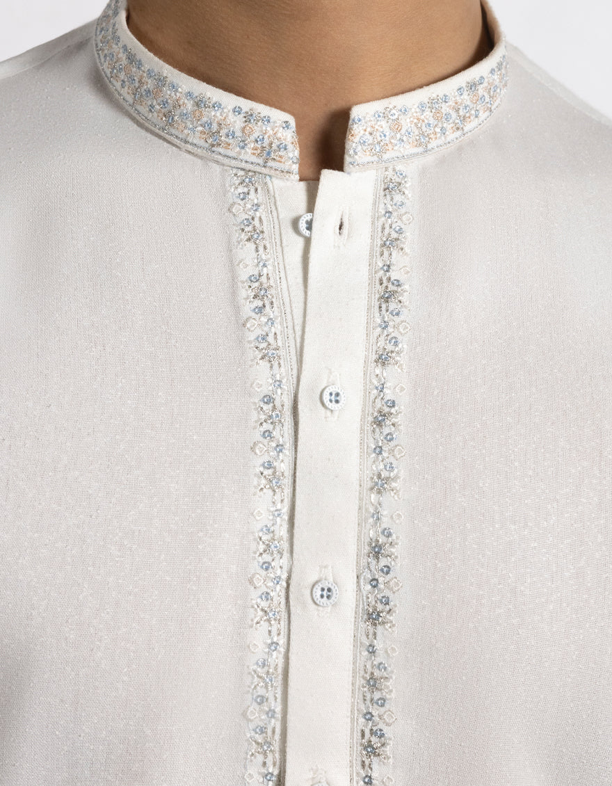 Blended Off White Shalwar Kameez - J. Junaid Jamshed