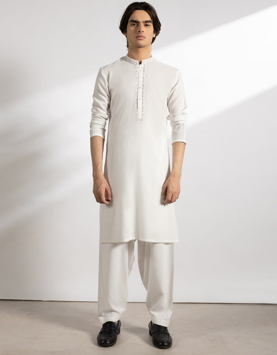 Blended Off White Shalwar Kameez - J. Junaid Jamshed