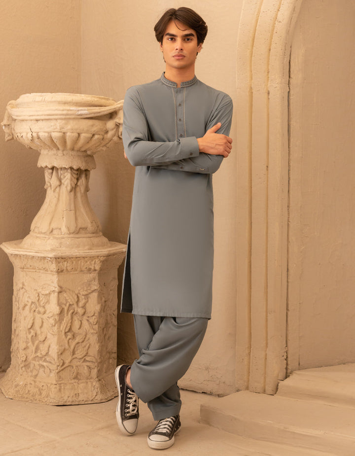 Blended Dark Cyan Shalwar Kameez - J. Junaid Jamshed