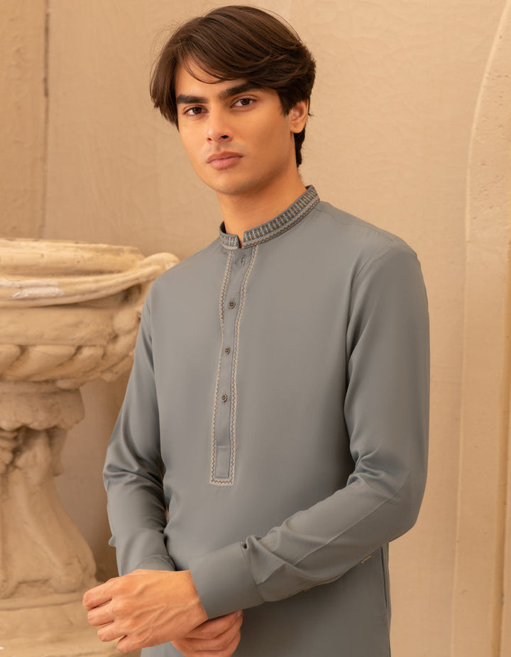 Blended Dark Cyan Shalwar Kameez - J. Junaid Jamshed