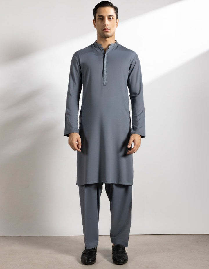 Blended Grey Shalwar Kameez - J. Junaid Jamshed