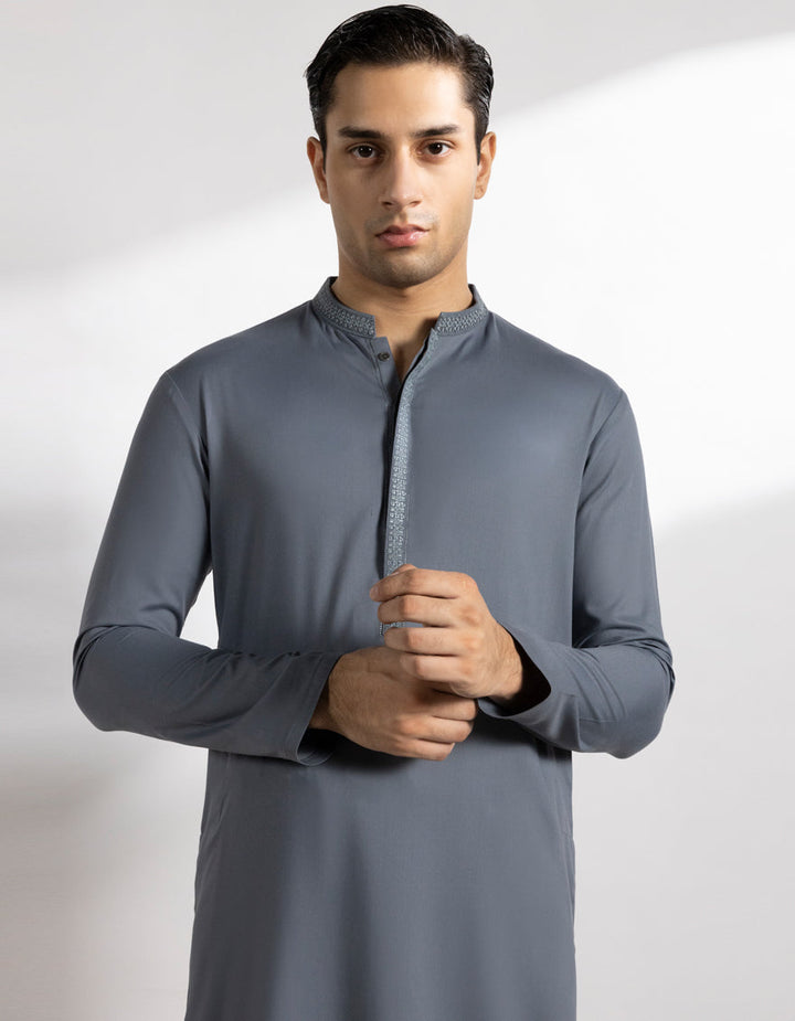 Blended Grey Shalwar Kameez - J. Junaid Jamshed