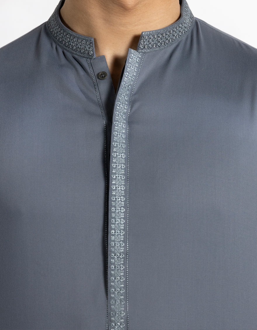 Blended Grey Shalwar Kameez - J. Junaid Jamshed