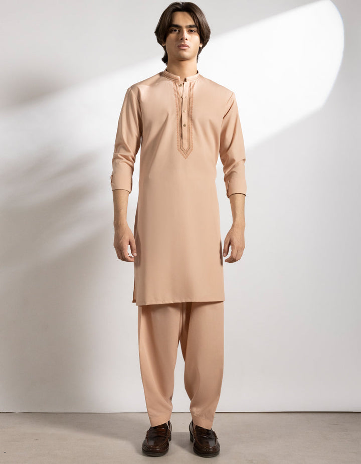 Polyester Peach Shalwar Kameez - J. Junaid Jamshed