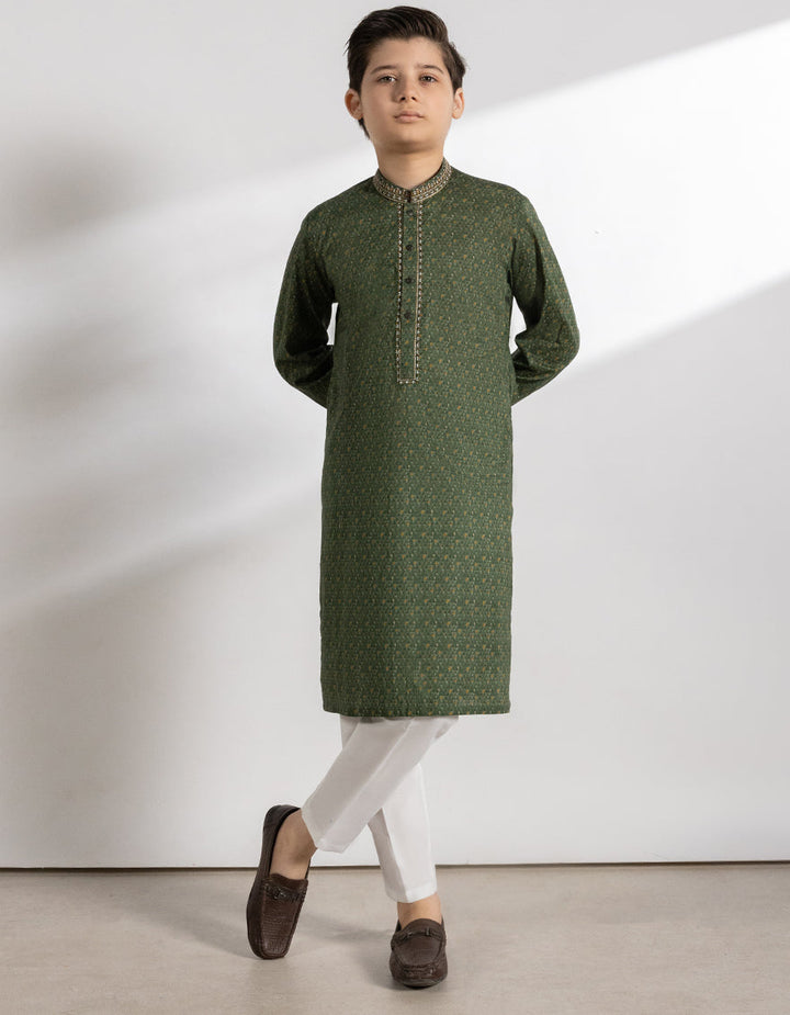 Cotton Green Kurta - J. Junaid Jamshed