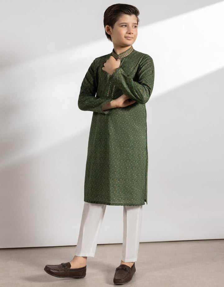 Cotton Green Kurta - J. Junaid Jamshed