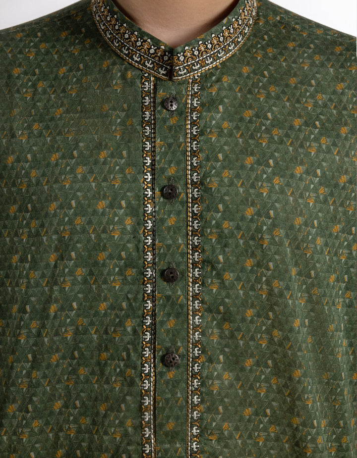 Cotton Green Kurta - J. Junaid Jamshed
