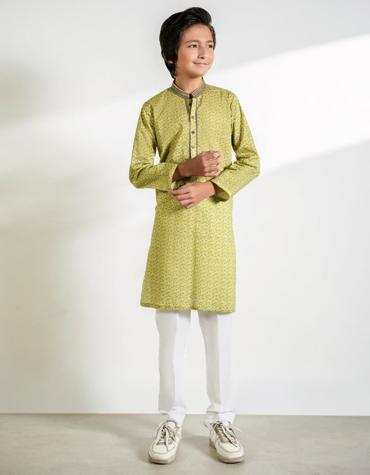 Cotton Yellow Lemon Kurta - J. Junaid Jamshed