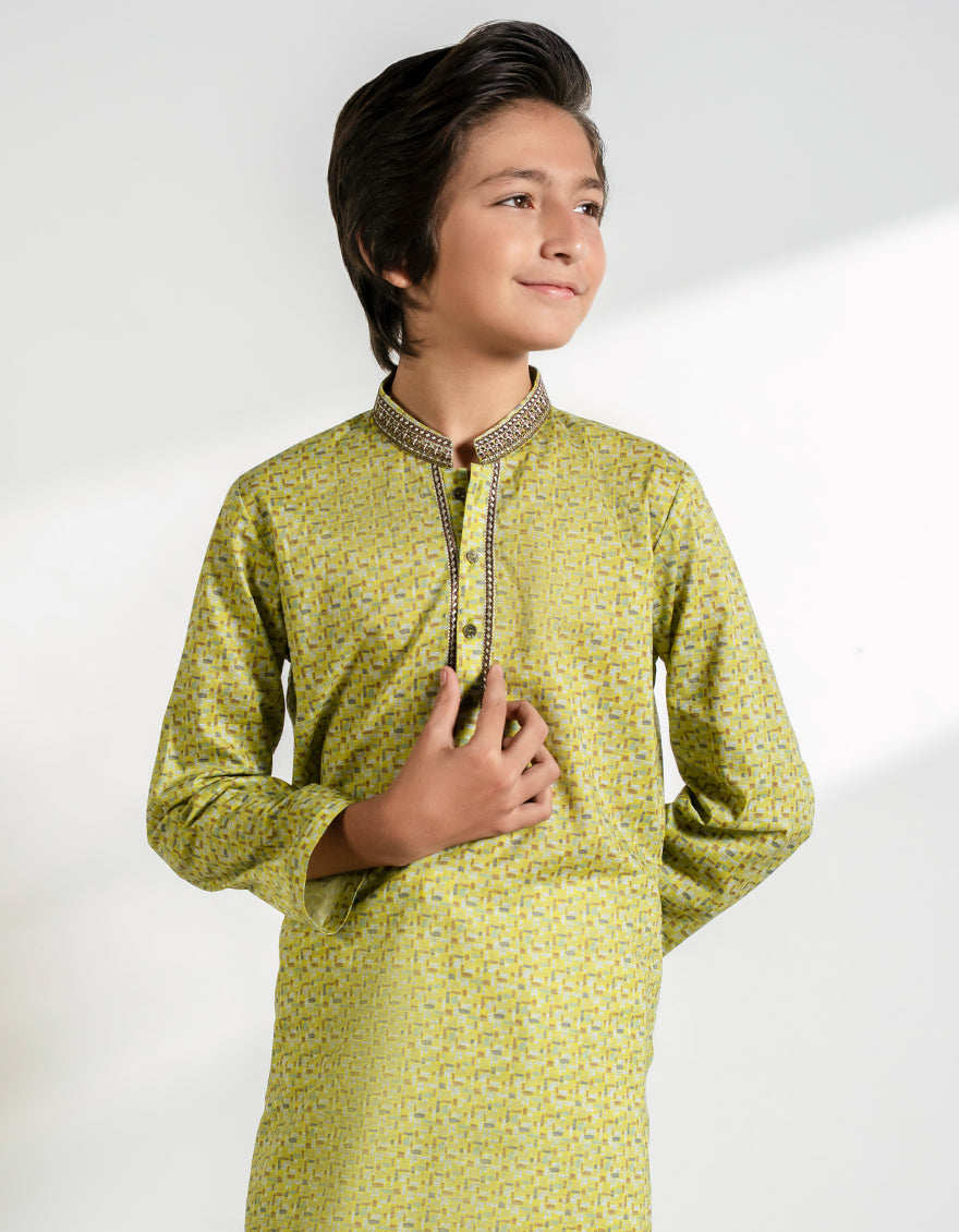 Cotton Yellow Lemon Kurta - J. Junaid Jamshed