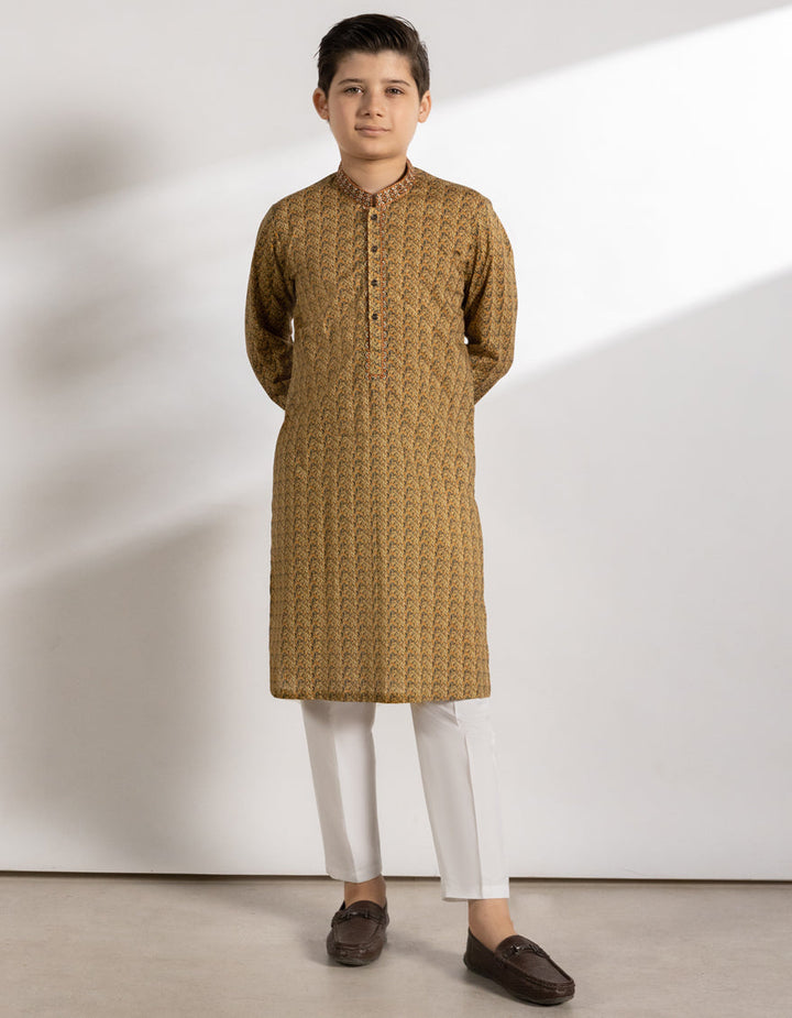 Cotton Yellow Kurta - J. Junaid Jamshed