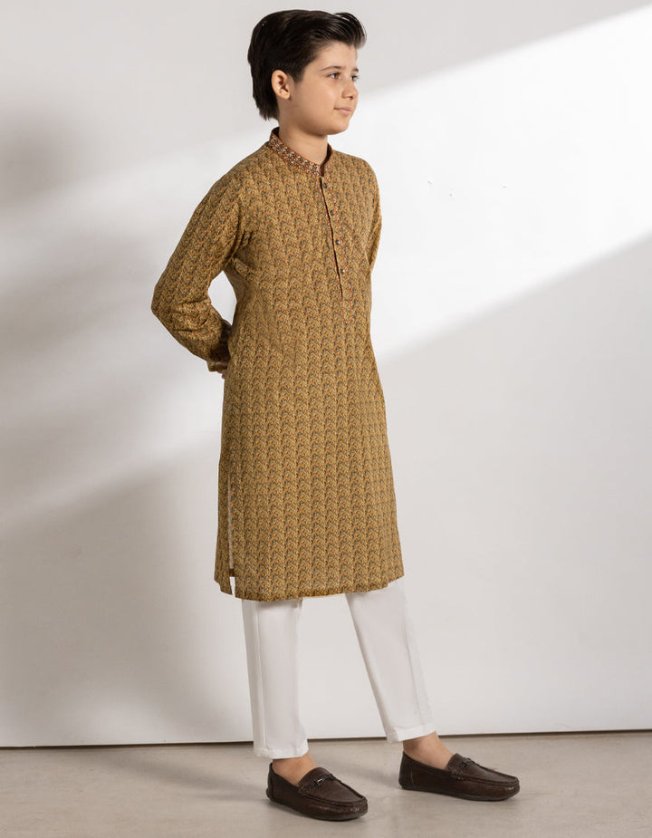 Cotton Yellow Kurta - J. Junaid Jamshed