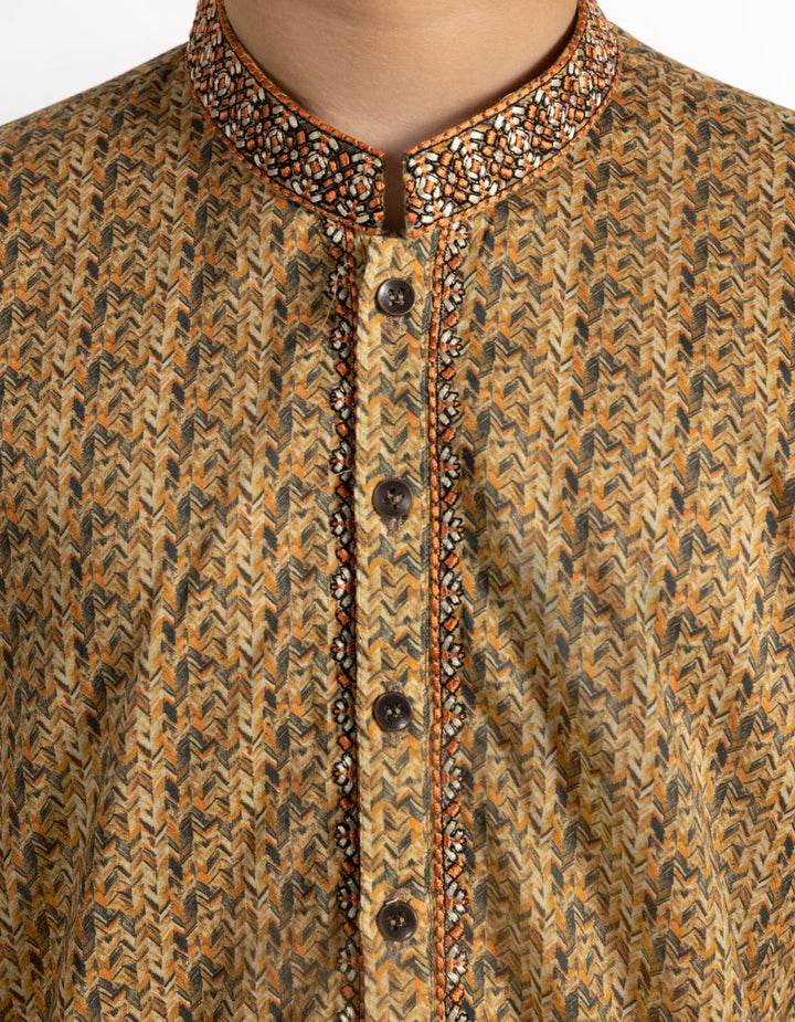 Cotton Yellow Kurta - J. Junaid Jamshed