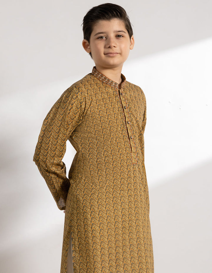 Cotton Yellow Kurta - J. Junaid Jamshed