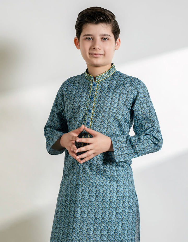 Cotton Blue Kurta - J. Junaid Jamshed