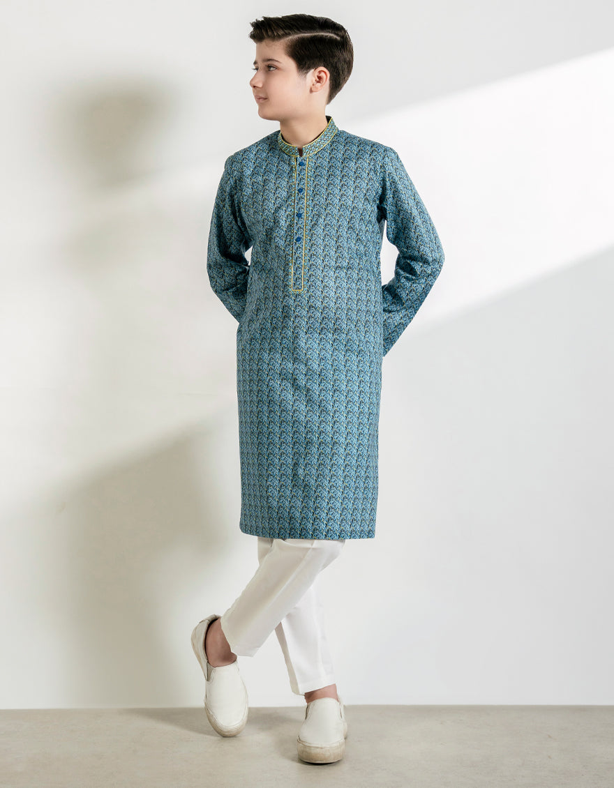 Cotton Blue Kurta - J. Junaid Jamshed