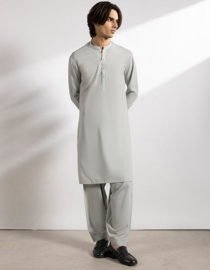 Blended Ash Grey Shalwar Kameez - J. Junaid Jamshed