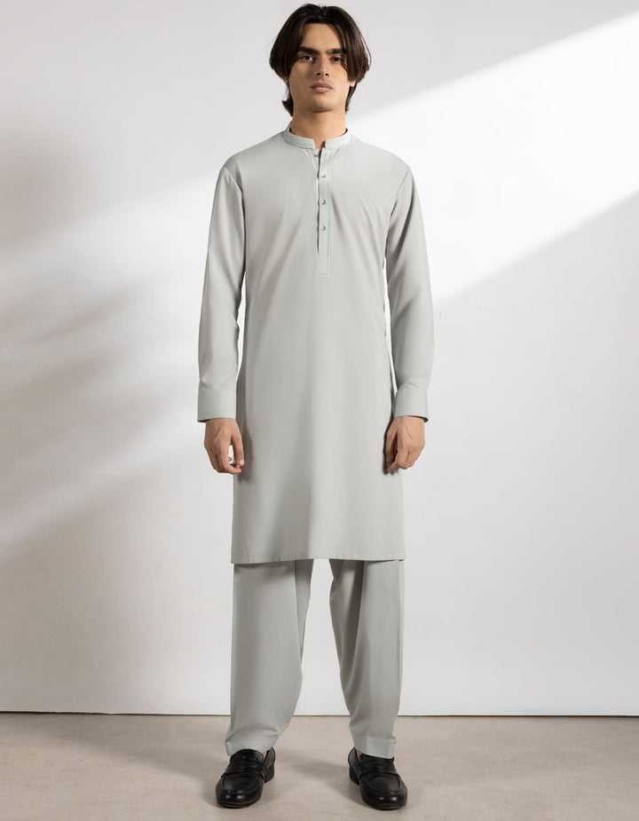 Blended Ash Grey Shalwar Kameez - J. Junaid Jamshed