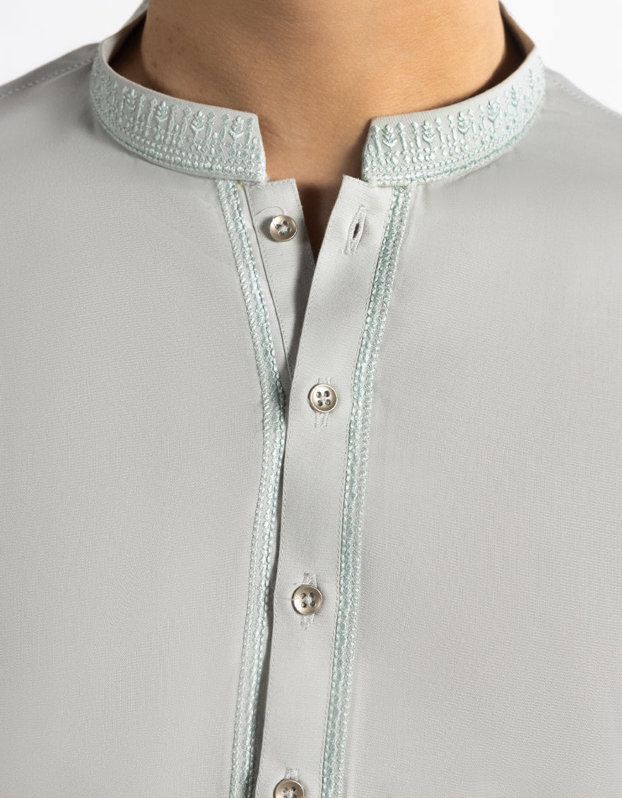 Blended Ash Grey Shalwar Kameez - J. Junaid Jamshed