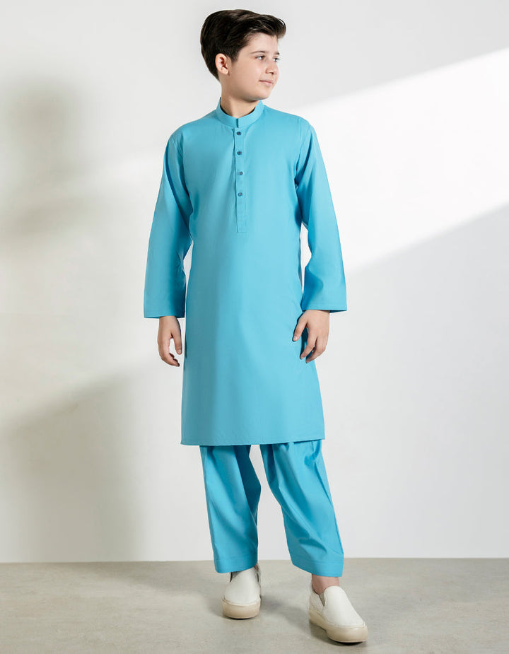 Blended Light Blue Shalwar Kameez - J. Junaid Jamshed